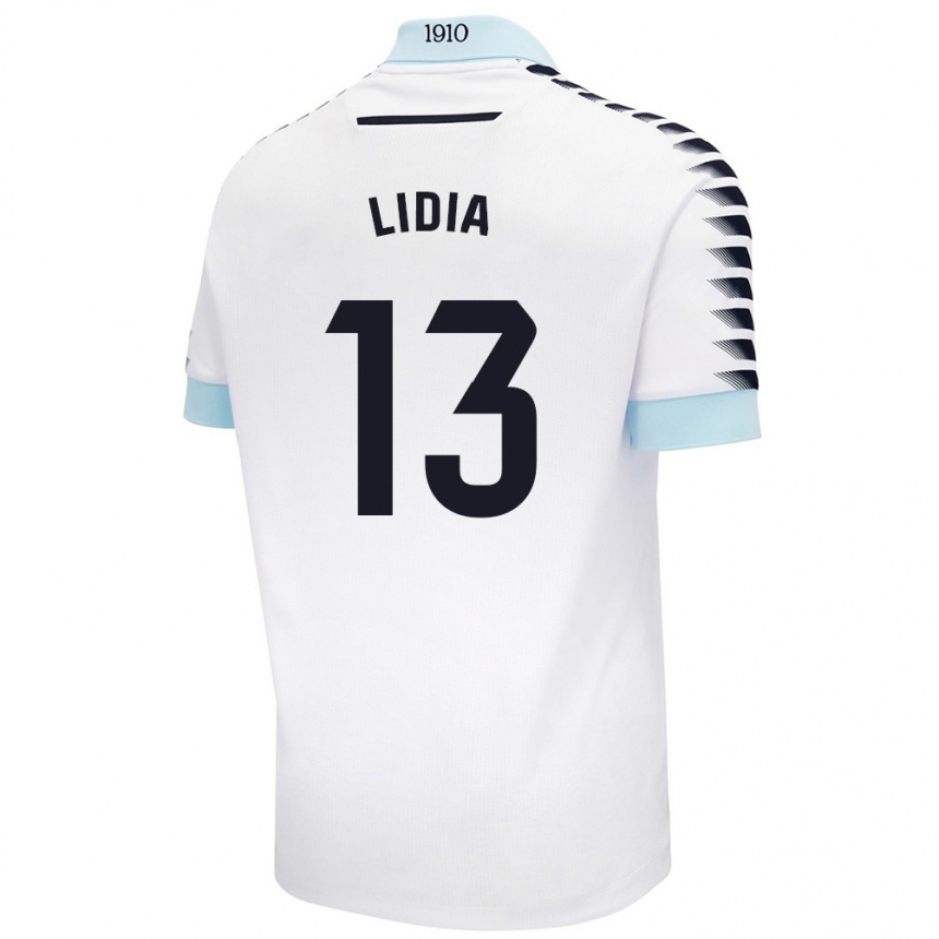 Kids Football Lidia Rincón García #13 White Blue Away Jersey 2024/25 T-Shirt