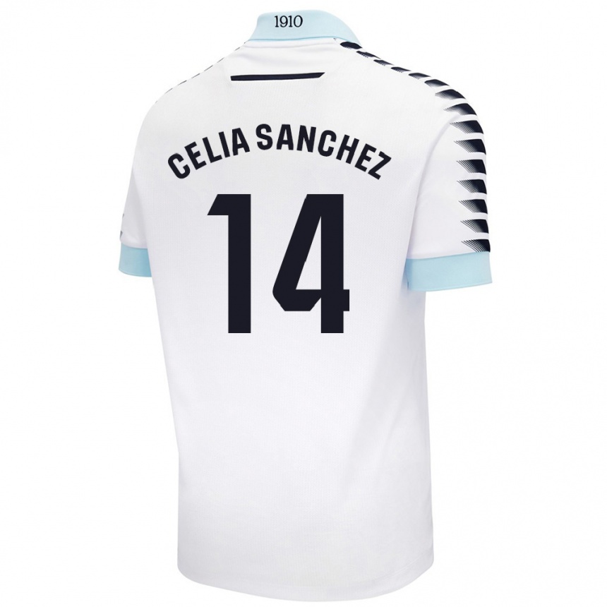 Kids Football Celia Sánchez García #14 White Blue Away Jersey 2024/25 T-Shirt