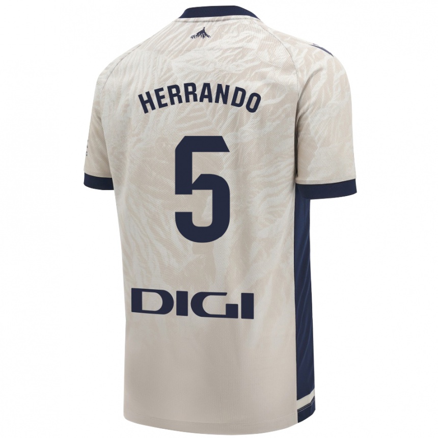 Kids Football Jorge Herrando #5 Light Gray Away Jersey 2024/25 T-Shirt