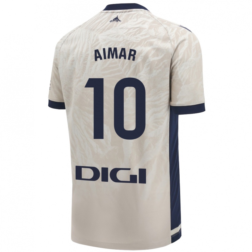 Kids Football Aimar Oroz #10 Light Gray Away Jersey 2024/25 T-Shirt