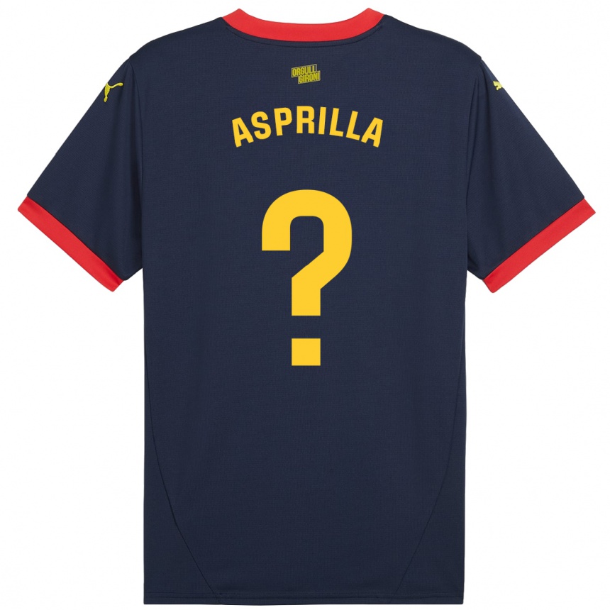 Kids Football Yáser Asprilla #0 Navy Red Away Jersey 2024/25 T-Shirt