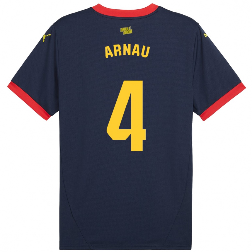 Kids Football Arnau Martínez #4 Navy Red Away Jersey 2024/25 T-Shirt