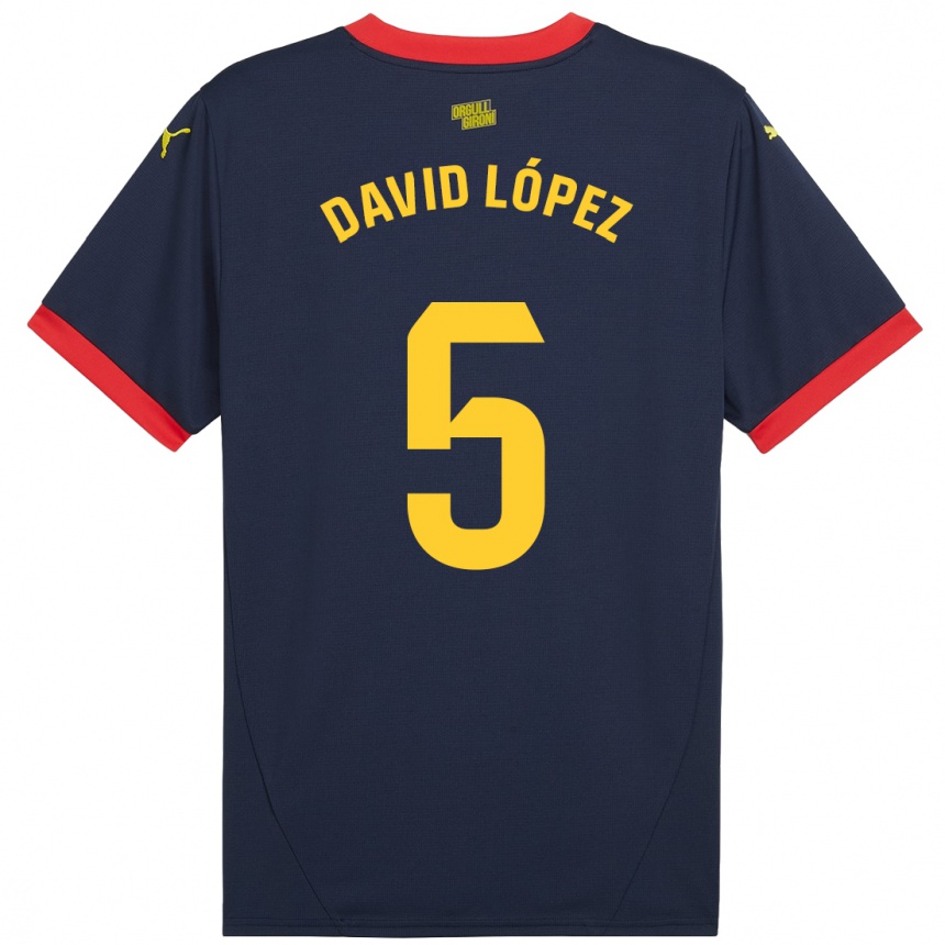 Kids Football David López #5 Navy Red Away Jersey 2024/25 T-Shirt