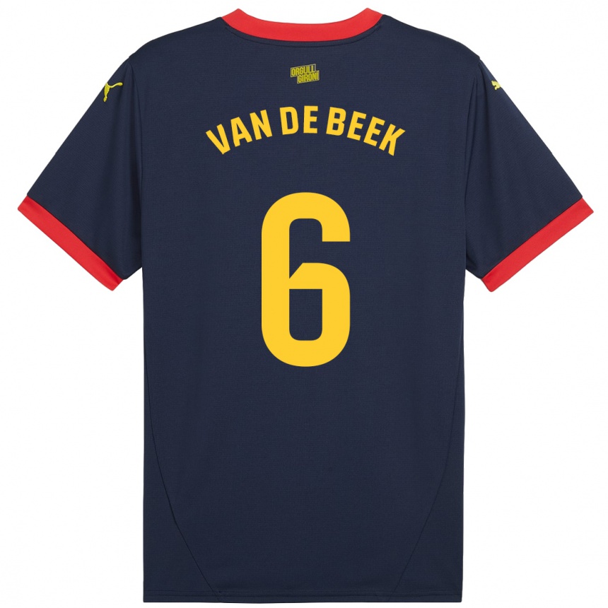 Kids Football Donny Van De Beek #6 Navy Red Away Jersey 2024/25 T-Shirt