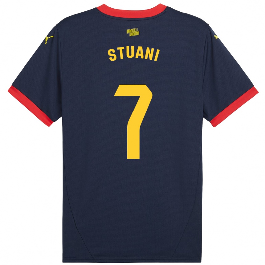 Kids Football Cristhian Stuani #7 Navy Red Away Jersey 2024/25 T-Shirt