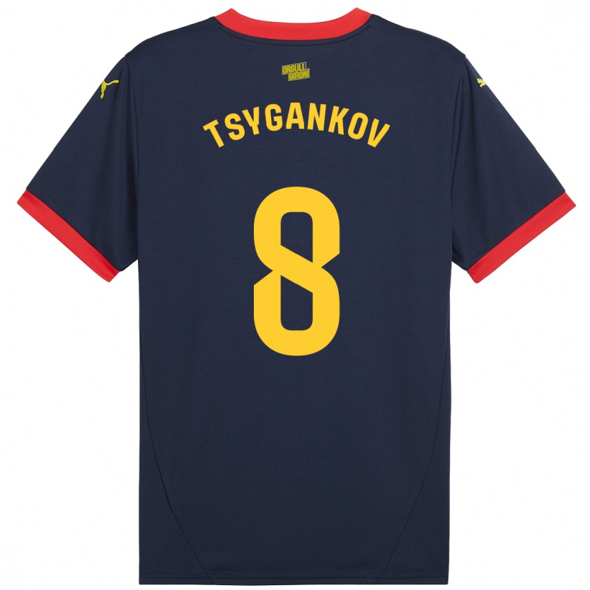 Kids Football Viktor Tsygankov #8 Navy Red Away Jersey 2024/25 T-Shirt