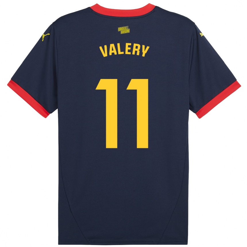 Kids Football Valery Fernández #11 Navy Red Away Jersey 2024/25 T-Shirt