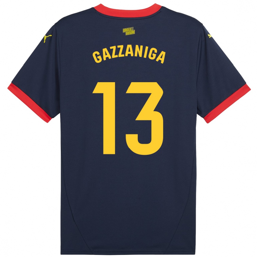 Kids Football Paulo Gazzaniga #13 Navy Red Away Jersey 2024/25 T-Shirt