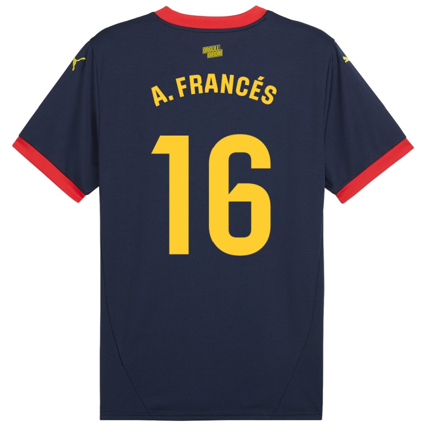 Kids Football Alejandro Francés #16 Navy Red Away Jersey 2024/25 T-Shirt