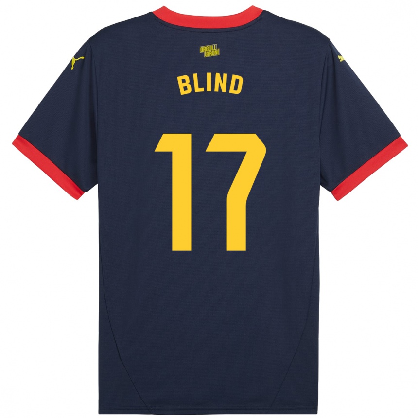 Kids Football Daley Blind #17 Navy Red Away Jersey 2024/25 T-Shirt