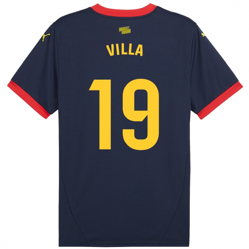 Kids Football Toni Villa #19 Navy Red Away Jersey 2024/25 T-Shirt