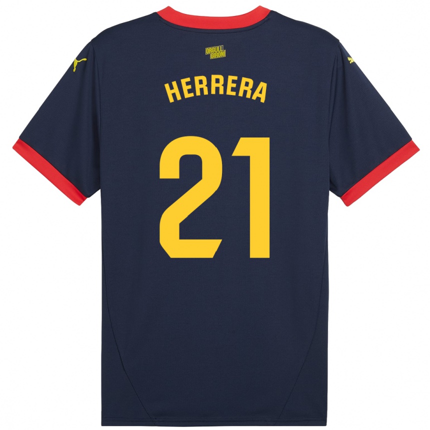 Kids Football Yangel Herrera #21 Navy Red Away Jersey 2024/25 T-Shirt