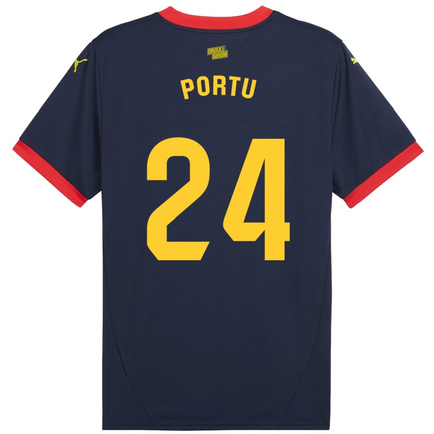 Kids Football Portu #24 Navy Red Away Jersey 2024/25 T-Shirt