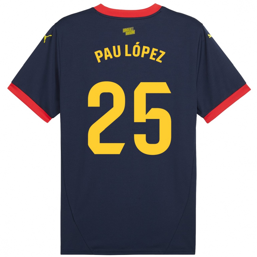 Kids Football Pau Lopez #25 Navy Red Away Jersey 2024/25 T-Shirt