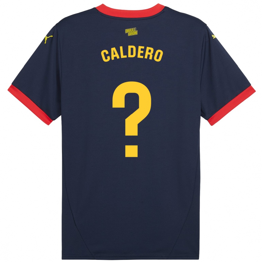 Kids Football Nil Caldero #0 Navy Red Away Jersey 2024/25 T-Shirt