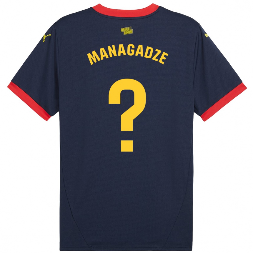 Kids Football Luka Managadze #0 Navy Red Away Jersey 2024/25 T-Shirt