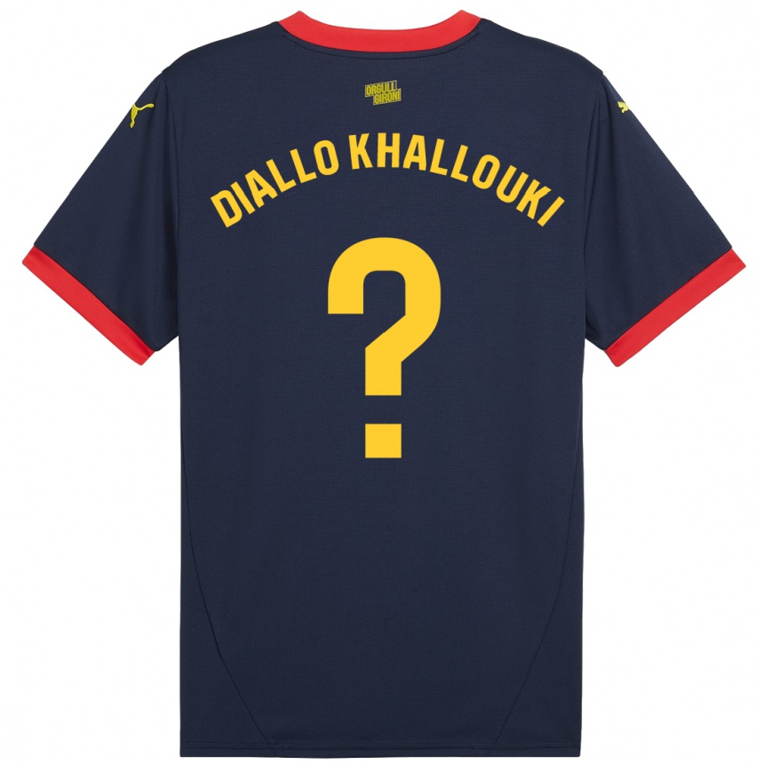 Kids Football Siaka Diallo Khallouki #0 Navy Red Away Jersey 2024/25 T-Shirt