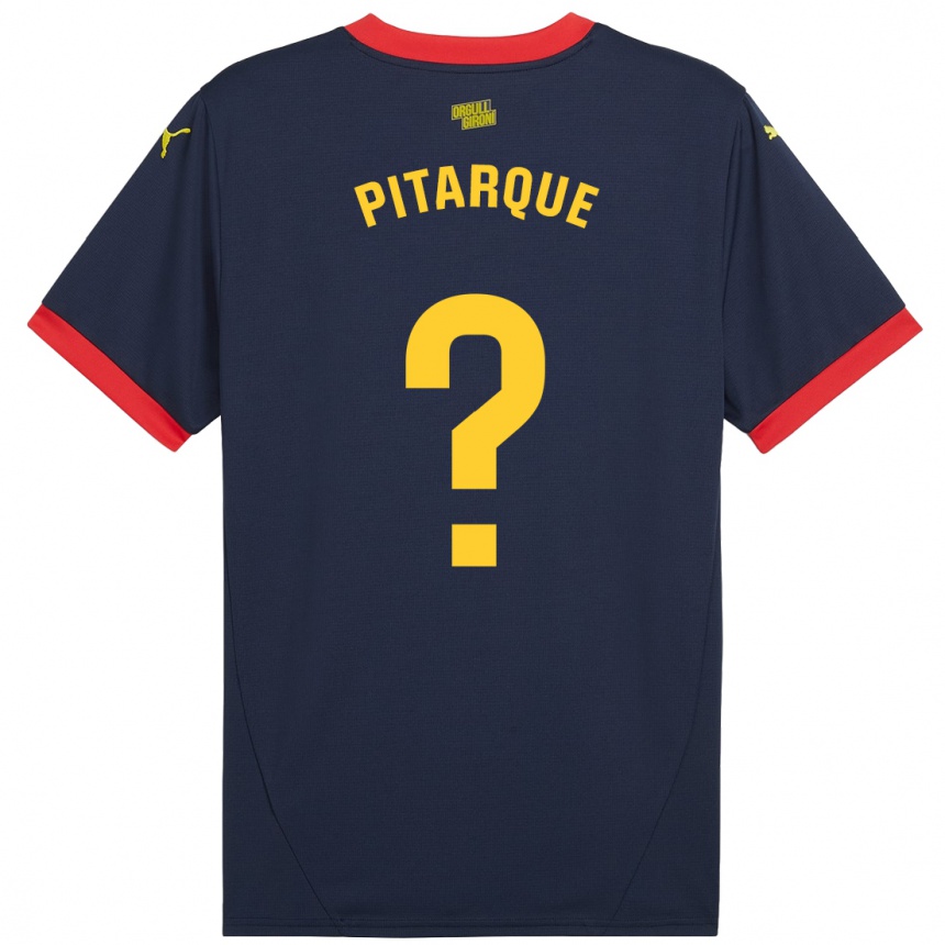 Kids Football Víctor Pitarque #0 Navy Red Away Jersey 2024/25 T-Shirt