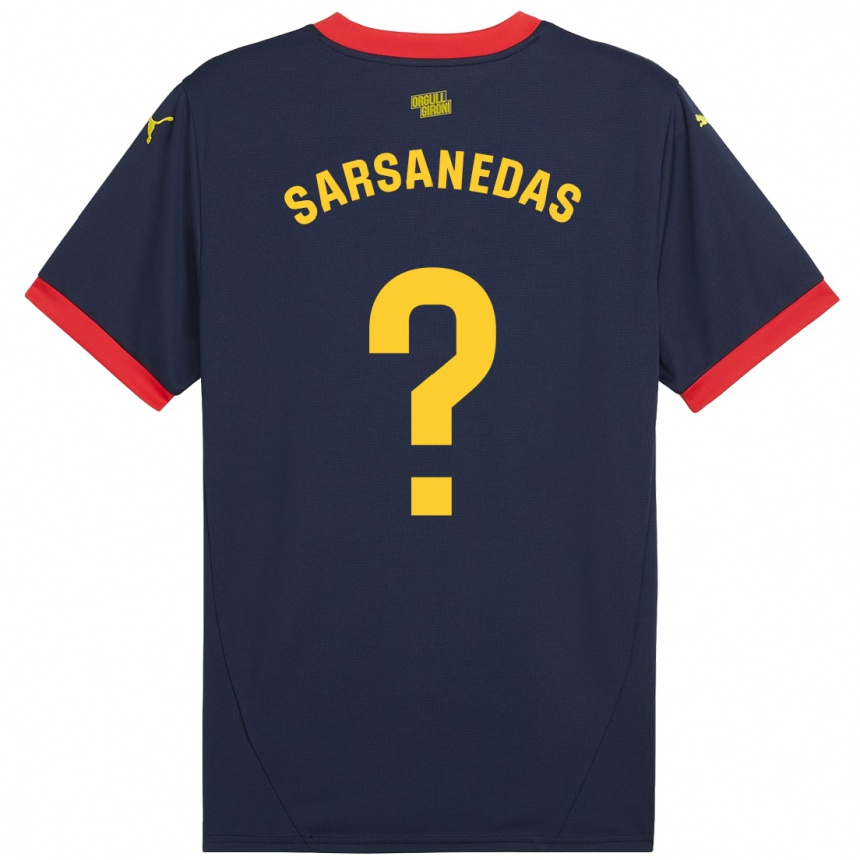 Kids Football Joao Sarsanedas #0 Navy Red Away Jersey 2024/25 T-Shirt