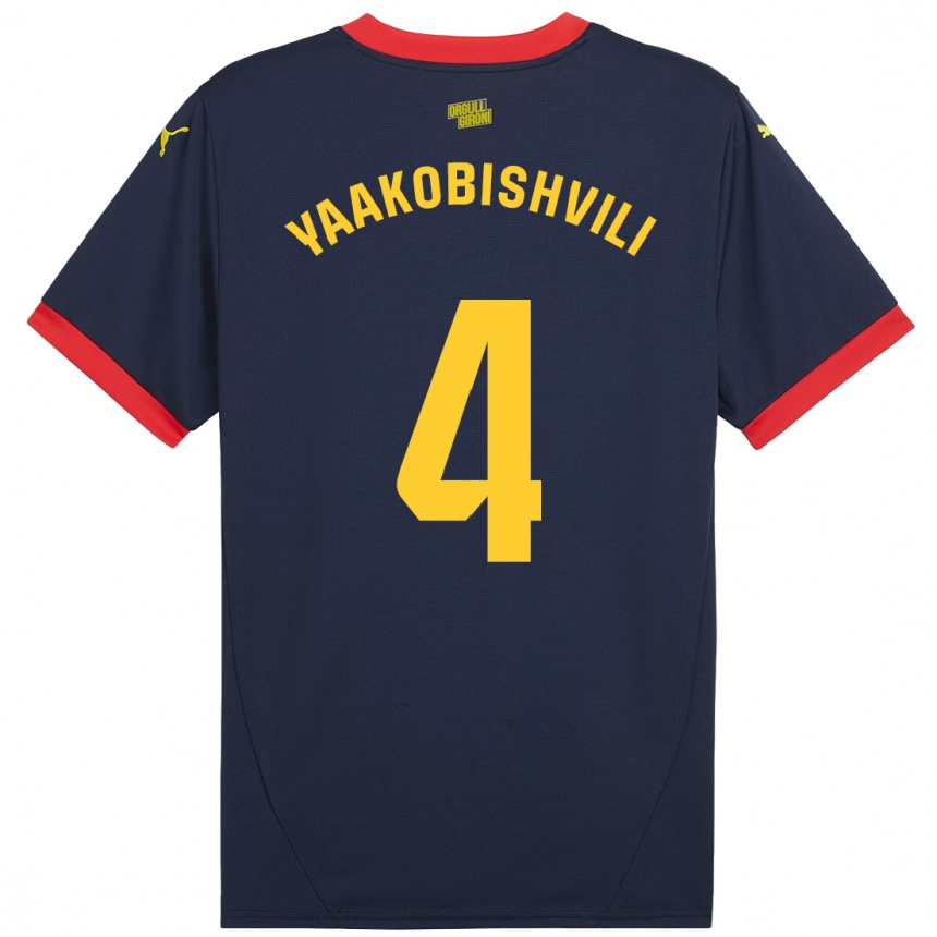 Kids Football Antal Yaakobishvili #4 Navy Red Away Jersey 2024/25 T-Shirt