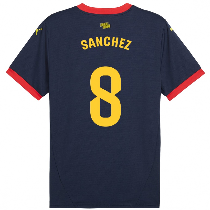 Kids Football Miguel Ángel Sánchez #8 Navy Red Away Jersey 2024/25 T-Shirt