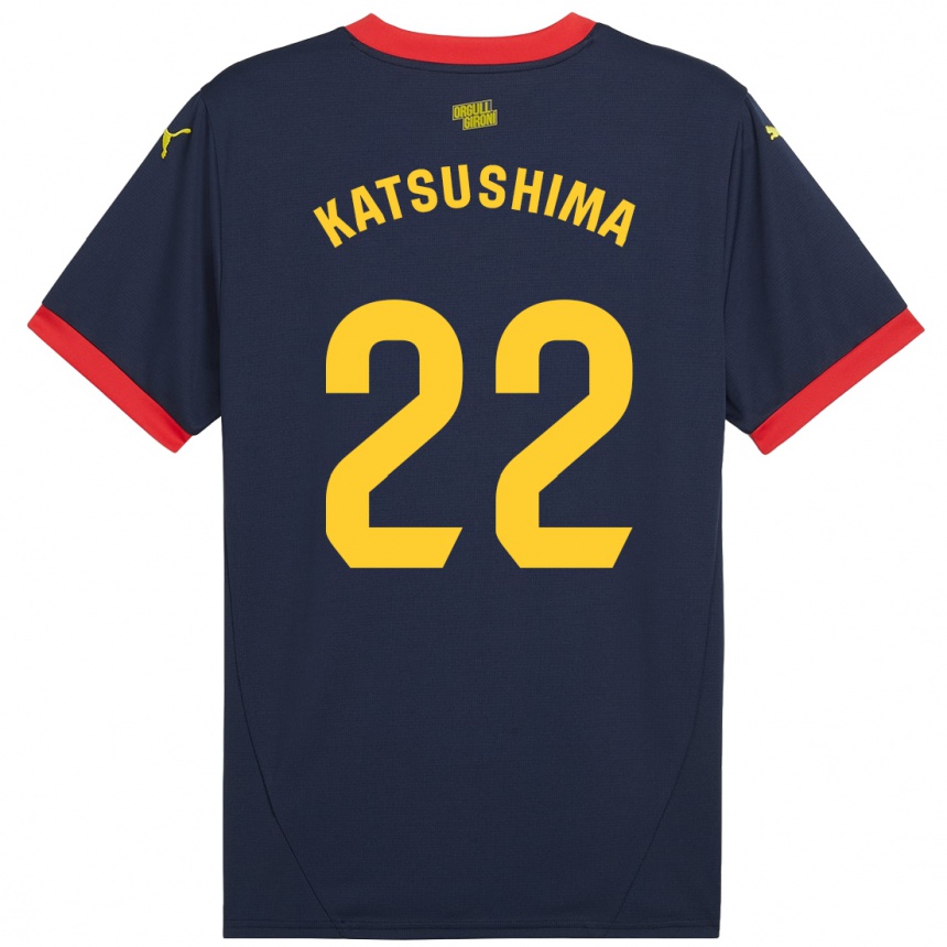 Kids Football Shinnosuke Katsushima #22 Navy Red Away Jersey 2024/25 T-Shirt