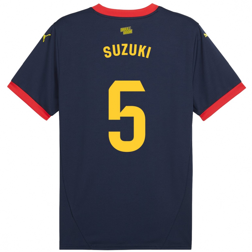 Kids Football Wadi Ibrahim Suzuki #5 Navy Red Away Jersey 2024/25 T-Shirt