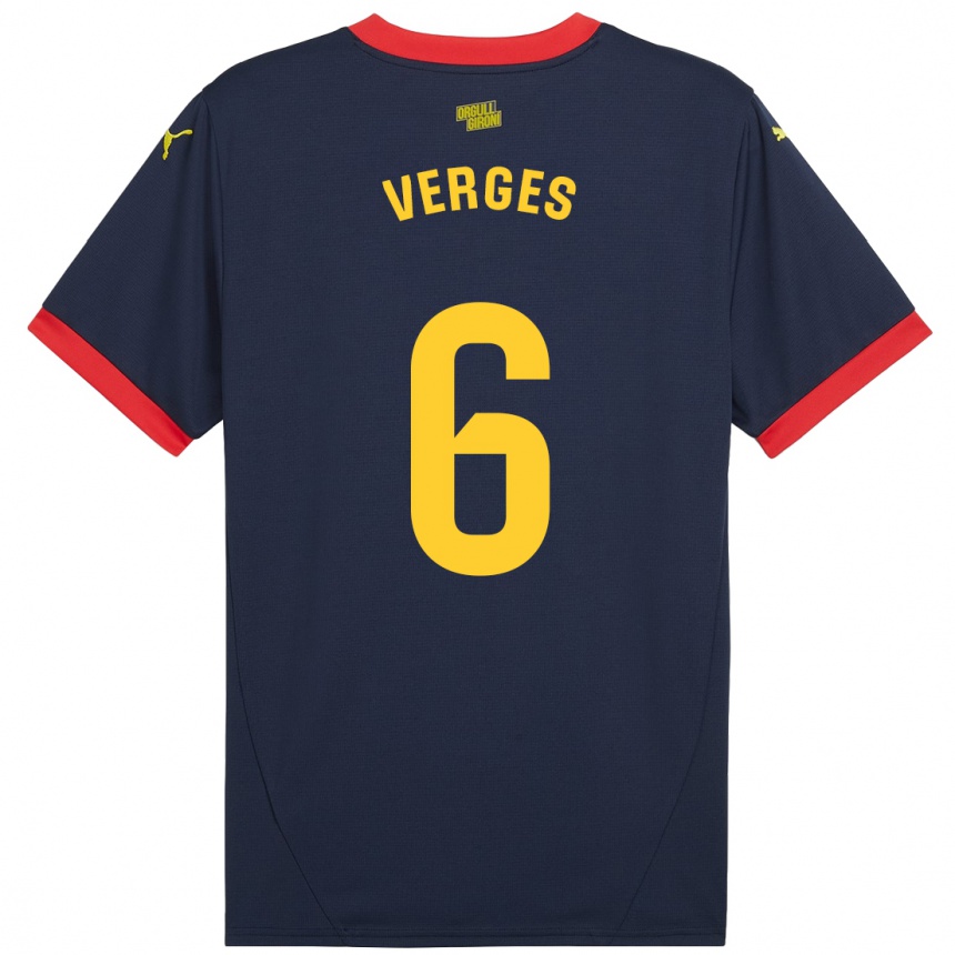 Kids Football Mar Vergés #6 Navy Red Away Jersey 2024/25 T-Shirt