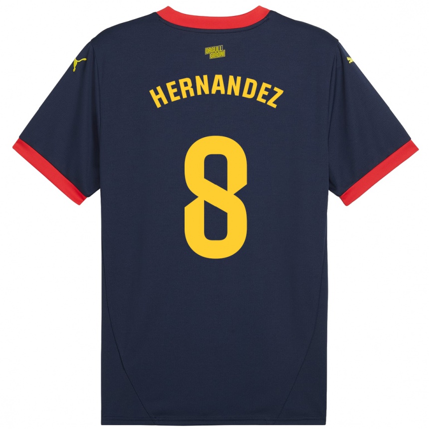 Kids Football Sofia Hernández #8 Navy Red Away Jersey 2024/25 T-Shirt