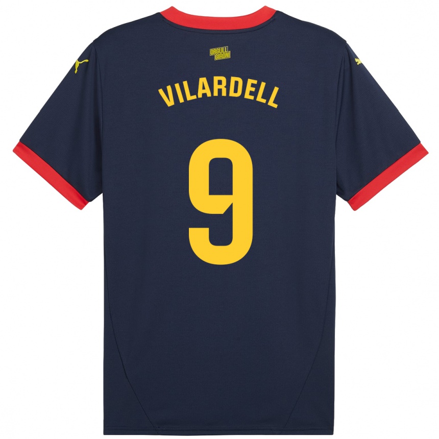 Kids Football Júlia Vilardell #9 Navy Red Away Jersey 2024/25 T-Shirt