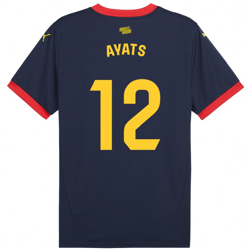 Kids Football Mònica Ayats #12 Navy Red Away Jersey 2024/25 T-Shirt