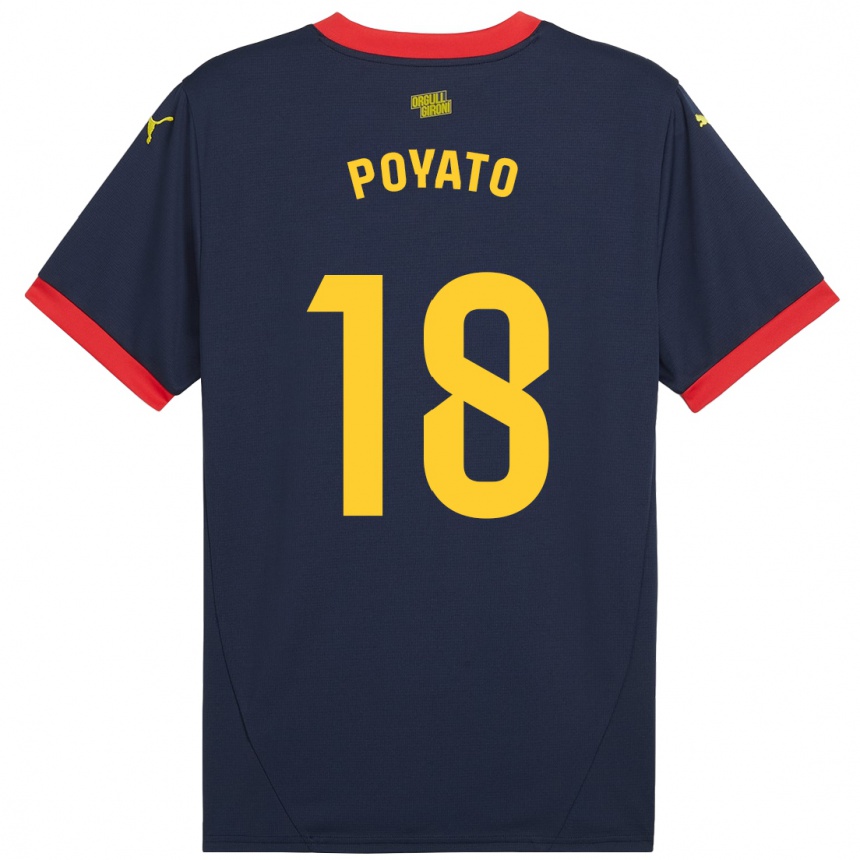 Kids Football Marina Poyato #18 Navy Red Away Jersey 2024/25 T-Shirt