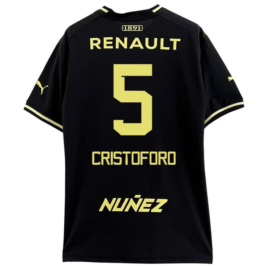 Kids Football Sebastián Cristóforo #5 Black Yellow Away Jersey 2024/25 T-Shirt