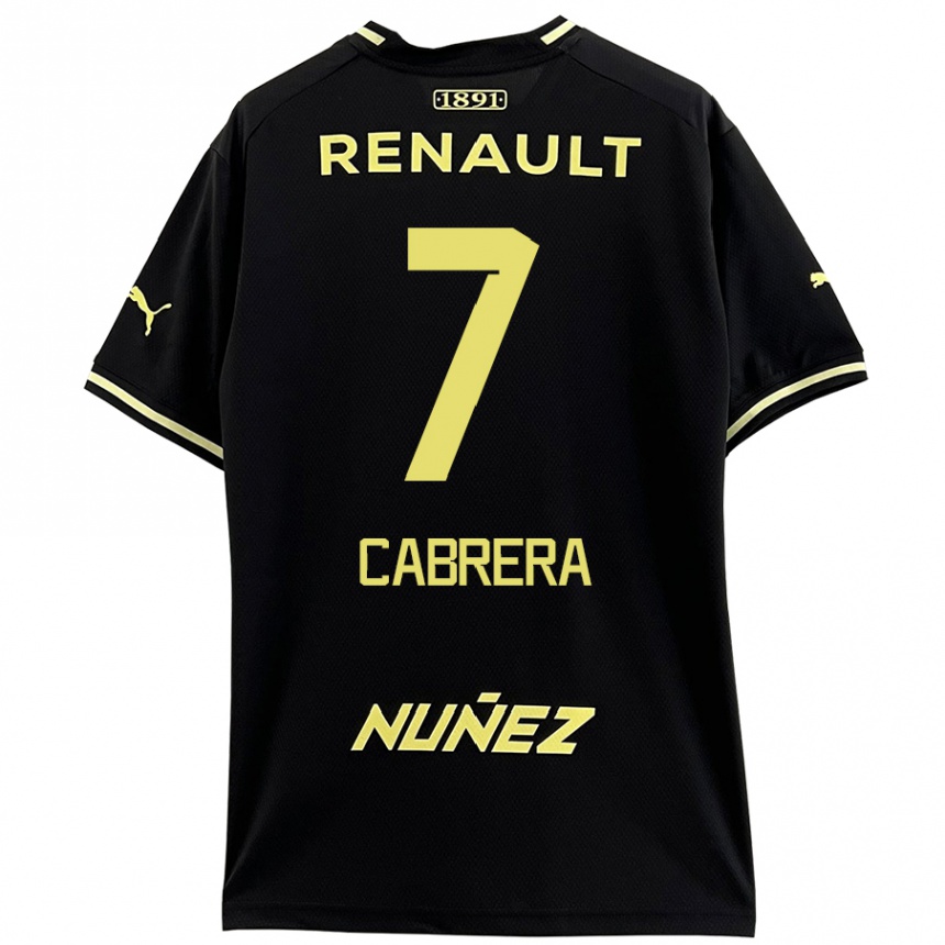 Kids Football Javier Cabrera #7 Black Yellow Away Jersey 2024/25 T-Shirt