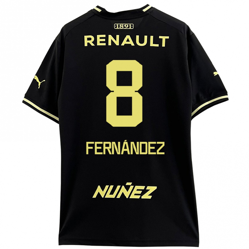 Kids Football Leonardo Fernández #8 Black Yellow Away Jersey 2024/25 T-Shirt