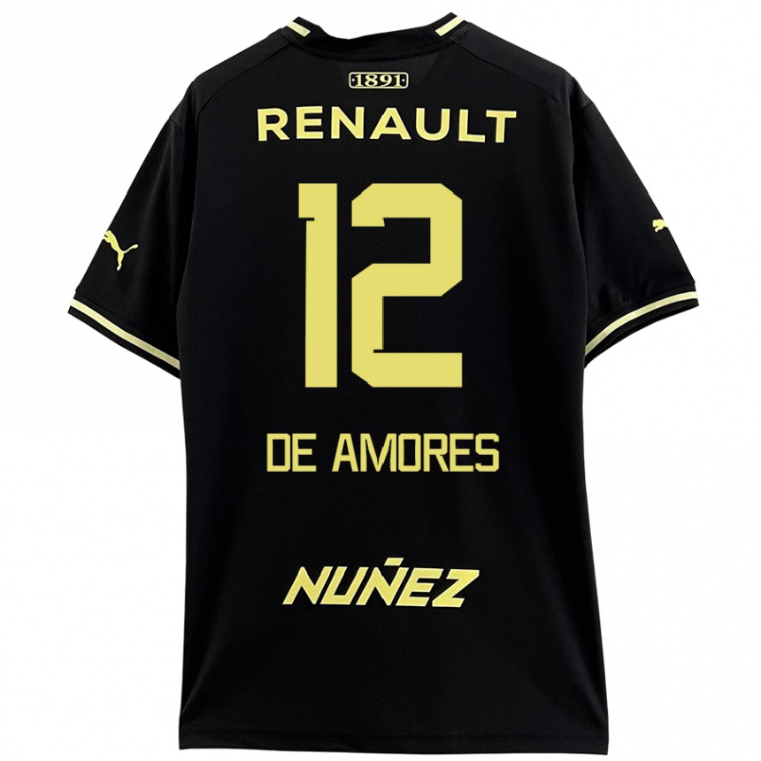 Kids Football Guillermo De Amores #12 Black Yellow Away Jersey 2024/25 T-Shirt