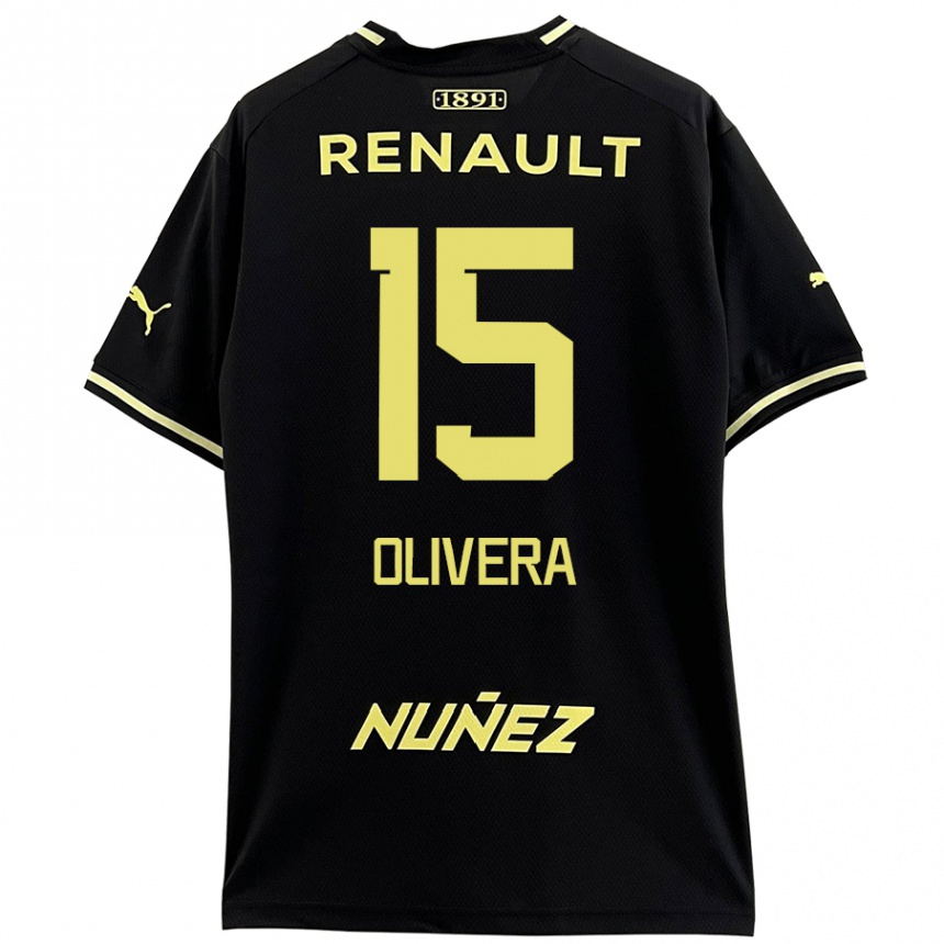 Kids Football Maximiliano Olivera #15 Black Yellow Away Jersey 2024/25 T-Shirt