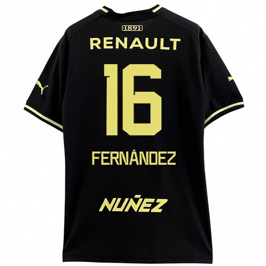 Kids Football Adrián Fernández #16 Black Yellow Away Jersey 2024/25 T-Shirt