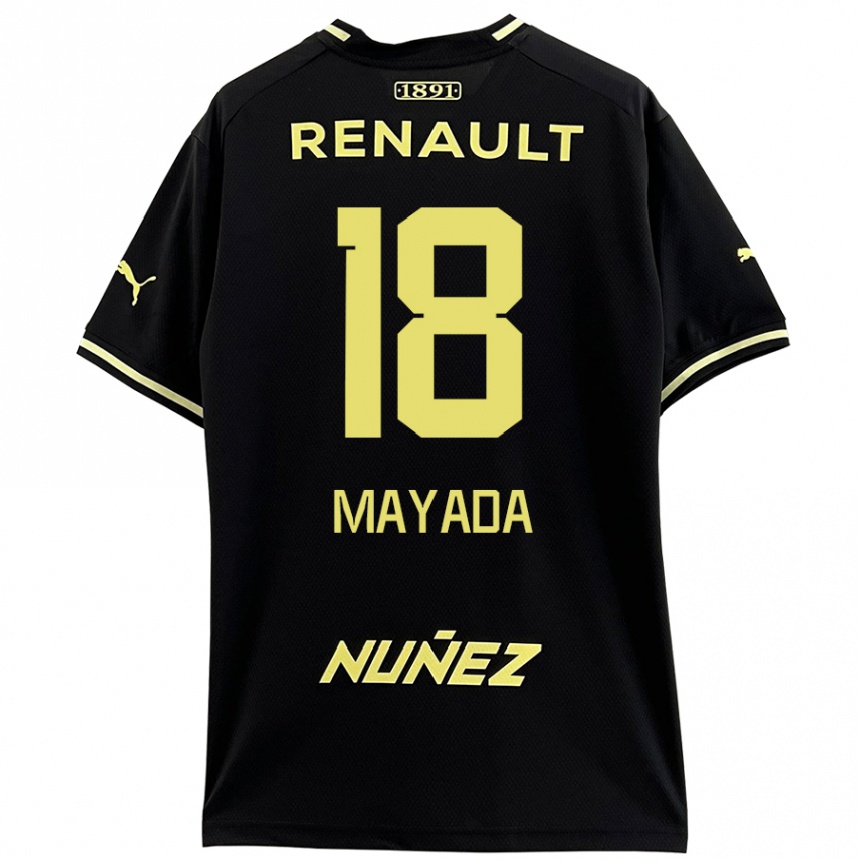 Kids Football Camilo Mayada #18 Black Yellow Away Jersey 2024/25 T-Shirt