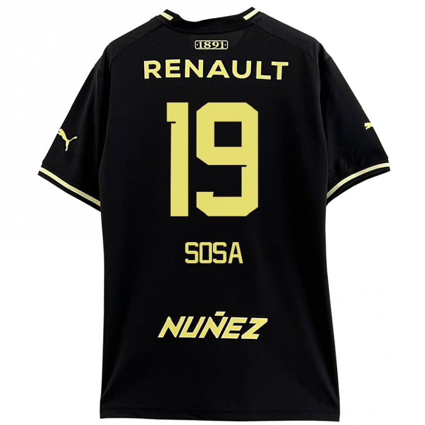 Kids Football Diego Sosa #19 Black Yellow Away Jersey 2024/25 T-Shirt