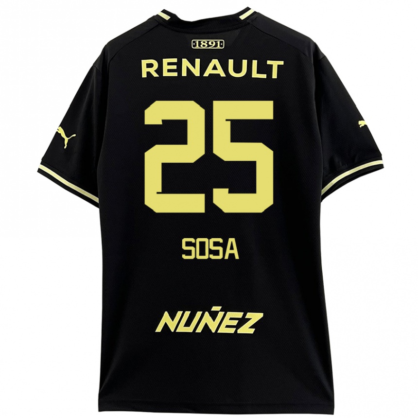 Kids Football Ignacio Sosa #25 Black Yellow Away Jersey 2024/25 T-Shirt