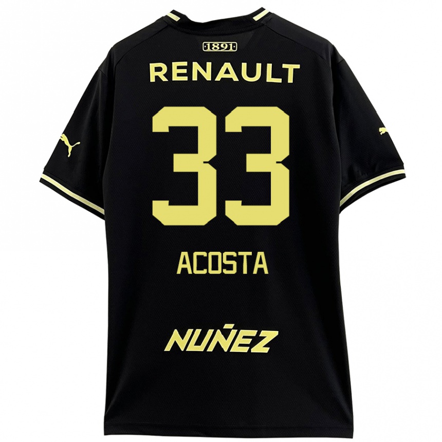 Kids Football Nahuel Acosta #33 Black Yellow Away Jersey 2024/25 T-Shirt