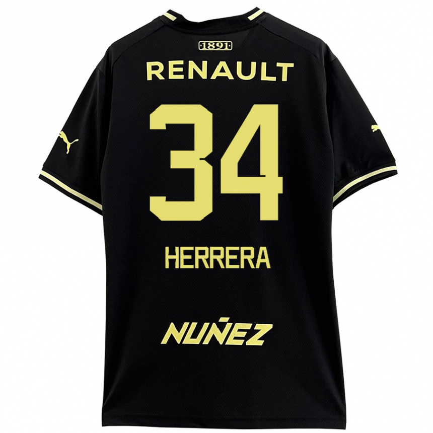 Kids Football Nahuel Herrera #34 Black Yellow Away Jersey 2024/25 T-Shirt