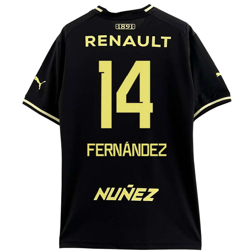 Kids Football Faustino Fernández #14 Black Yellow Away Jersey 2024/25 T-Shirt