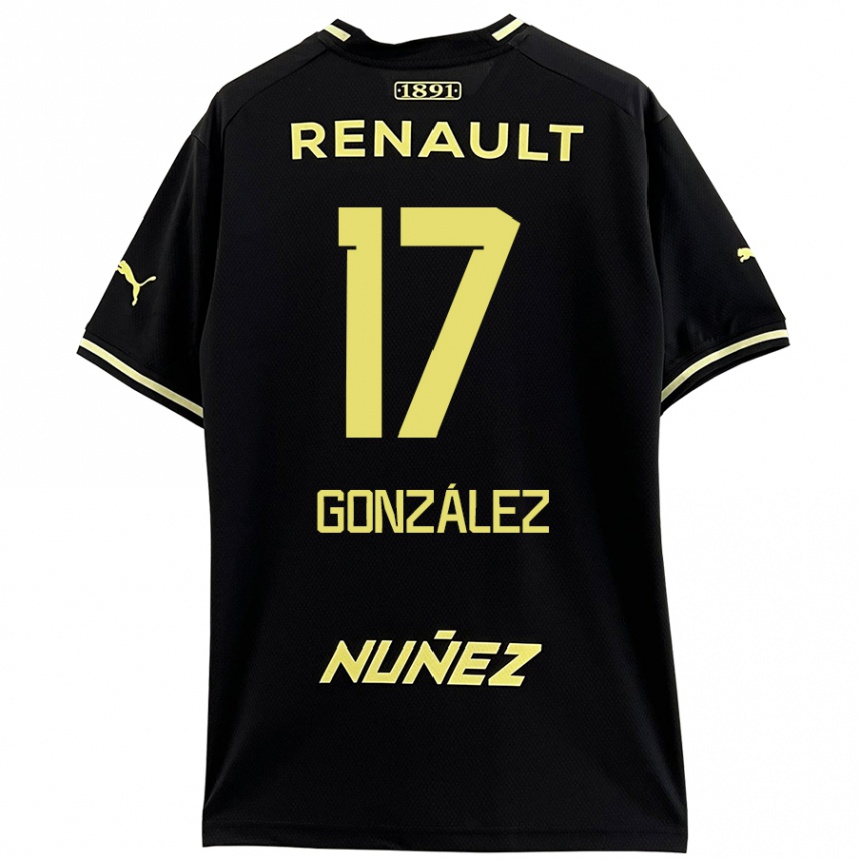 Kids Football Luciano González #17 Black Yellow Away Jersey 2024/25 T-Shirt