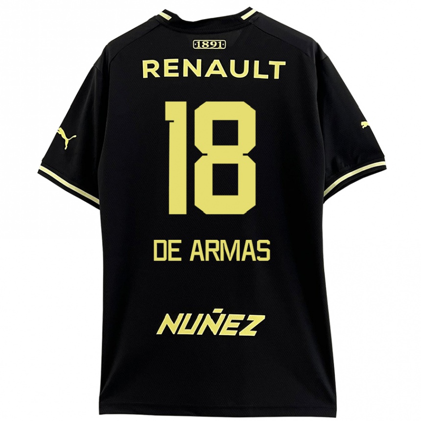 Kids Football Nahuel De Armas #18 Black Yellow Away Jersey 2024/25 T-Shirt