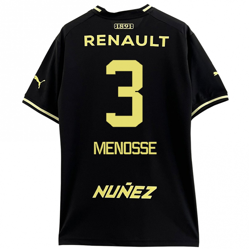 Kids Football Hernán Menosse #3 Black Yellow Away Jersey 2024/25 T-Shirt