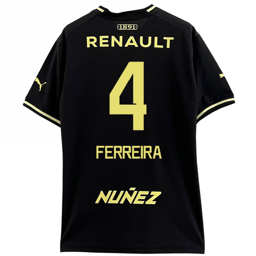 Kids Football Joaquín Ferreira #4 Black Yellow Away Jersey 2024/25 T-Shirt