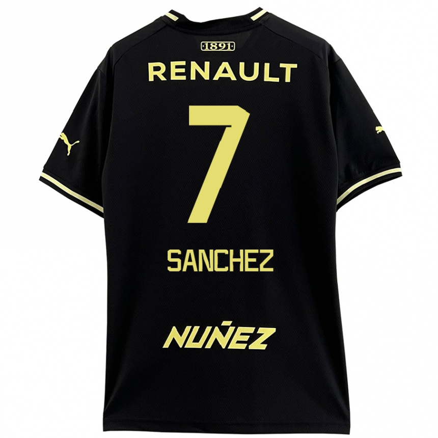 Kids Football Carlos Sánchez #7 Black Yellow Away Jersey 2024/25 T-Shirt