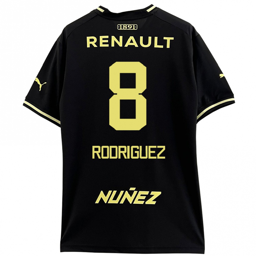 Kids Football Sebastián Rodríguez #8 Black Yellow Away Jersey 2024/25 T-Shirt